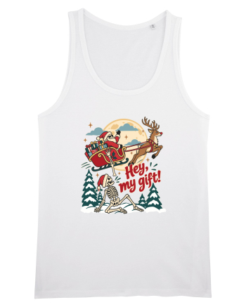 Funny Christmas Skeleton Santa Sleigh Reindeer Present Snatch White