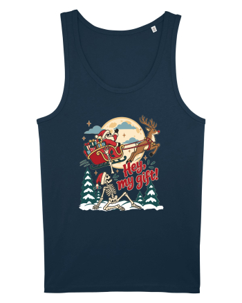 Funny Christmas Skeleton Santa Sleigh Reindeer Present Snatch Navy