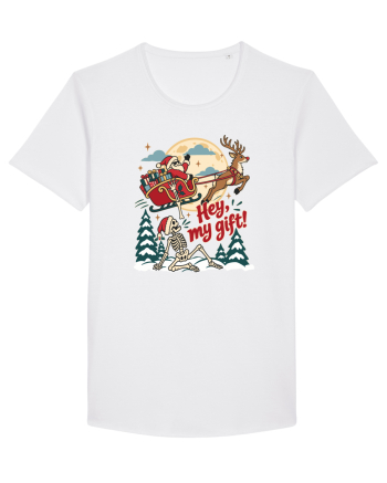 Funny Christmas Skeleton Santa Sleigh Reindeer Present Snatch White