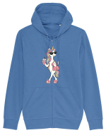 Stylish Unicorn with Sunglasses and Rainbow Hair Pretty Cute Hanorac cu fermoar Unisex Connector