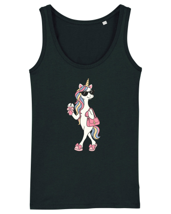 Stylish Unicorn with Sunglasses and Rainbow Hair Pretty Cute Black