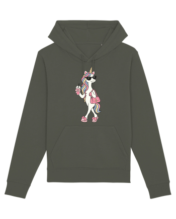 Stylish Unicorn with Sunglasses and Rainbow Hair Pretty Cute Khaki