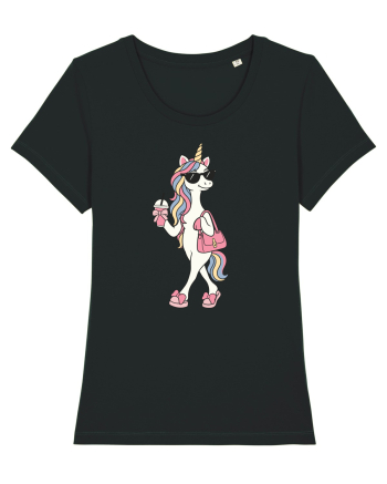 Stylish Unicorn with Sunglasses and Rainbow Hair Pretty Cute Black