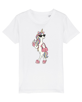 Stylish Unicorn with Sunglasses and Rainbow Hair Pretty Cute White