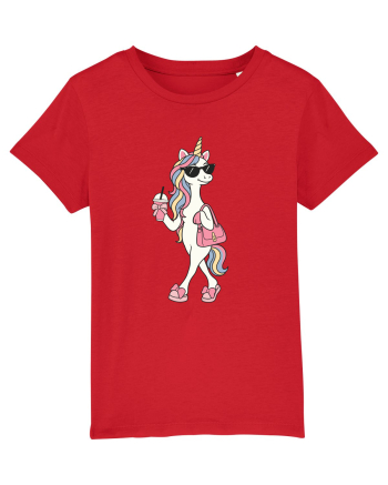 Stylish Unicorn with Sunglasses and Rainbow Hair Pretty Cute Red