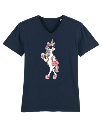 Stylish Unicorn with Sunglasses and Rainbow Hair Pretty Cute French Navy