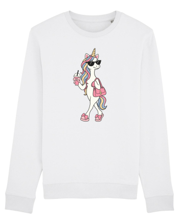 Stylish Unicorn with Sunglasses and Rainbow Hair Pretty Cute White
