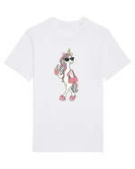 Stylish Unicorn with Sunglasses and Rainbow Hair Pretty Cute Tricou mânecă scurtă Unisex Rocker