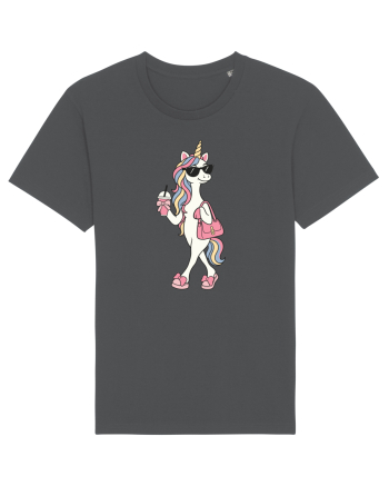 Stylish Unicorn with Sunglasses and Rainbow Hair Pretty Cute Anthracite