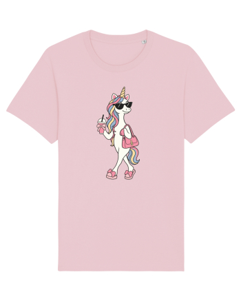 Stylish Unicorn with Sunglasses and Rainbow Hair Pretty Cute Cotton Pink