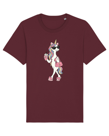 Stylish Unicorn with Sunglasses and Rainbow Hair Pretty Cute Burgundy