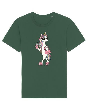 Stylish Unicorn with Sunglasses and Rainbow Hair Pretty Cute Bottle Green