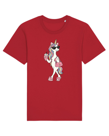 Stylish Unicorn with Sunglasses and Rainbow Hair Pretty Cute Red