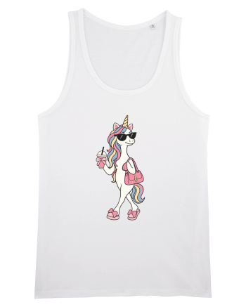 Stylish Unicorn with Sunglasses and Rainbow Hair Pretty Cute White
