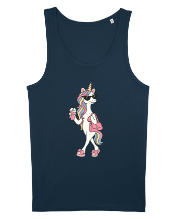 Stylish Unicorn with Sunglasses and Rainbow Hair Pretty Cute Navy
