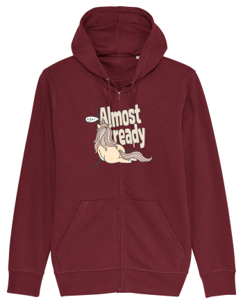 Funny Lazy Unicorn Almost Ready Tired Morning Sarcastic Joke Burgundy