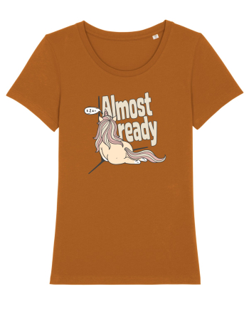 Funny Lazy Unicorn Almost Ready Tired Morning Sarcastic Joke Roasted Orange