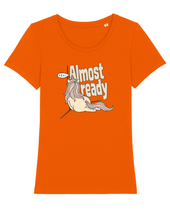 Funny Lazy Unicorn Almost Ready Tired Morning Sarcastic Joke Bright Orange