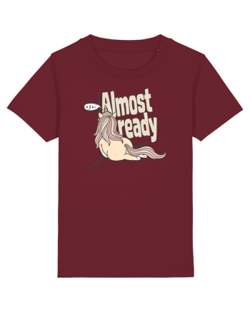 Funny Lazy Unicorn Almost Ready Tired Morning Sarcastic Joke Burgundy