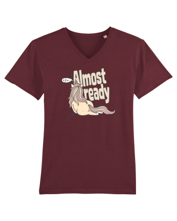 Funny Lazy Unicorn Almost Ready Tired Morning Sarcastic Joke Burgundy