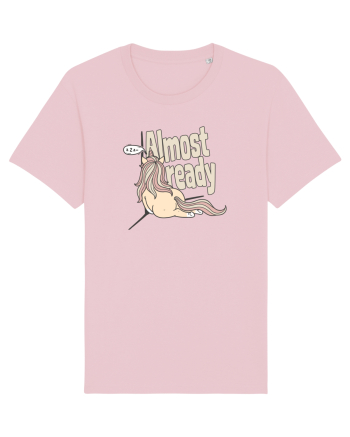 Funny Lazy Unicorn Almost Ready Tired Morning Sarcastic Joke Cotton Pink