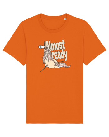 Funny Lazy Unicorn Almost Ready Tired Morning Sarcastic Joke Bright Orange