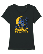 NO COURAGE WITHOUT FEAR Tricou mânecă scurtă guler larg fitted Damă Expresser