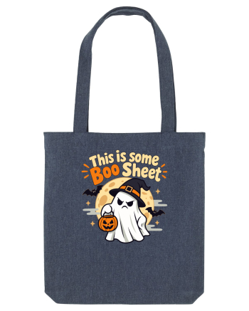 Upset Ghost Boo Sheet Halloween Witch-Hat Jack-O-Lantern Midnight Blue