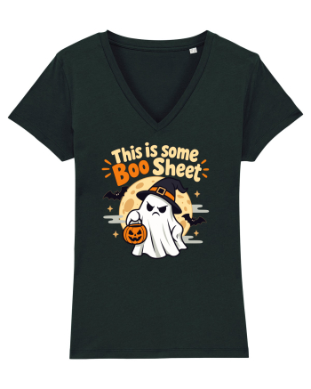 Upset Ghost Boo Sheet Halloween Witch-Hat Jack-O-Lantern Black