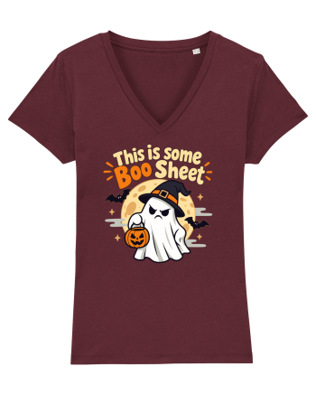 Upset Ghost Boo Sheet Halloween Witch-Hat Jack-O-Lantern Burgundy