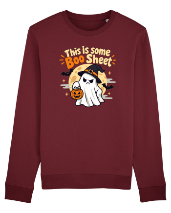 Upset Ghost Boo Sheet Halloween Witch-Hat Jack-O-Lantern Burgundy