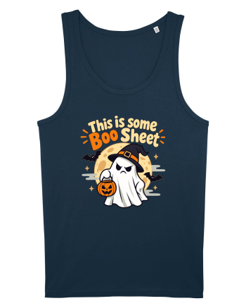 Upset Ghost Boo Sheet Halloween Witch-Hat Jack-O-Lantern Navy
