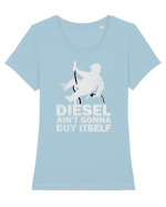 Funny Trucker Humor Long Haul Drivers Blue Collar Roads Life Tricou mânecă scurtă guler larg fitted Damă Expresser