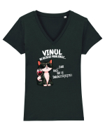Vinul nu rezolvă problemele ... Dar nici nu le înrăutățește. Tricou mânecă scurtă guler V Damă Evoker
