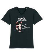 Vinul nu rezolvă problemele ... Dar nici nu le înrăutățește. Tricou mânecă scurtă guler V Bărbat Presenter