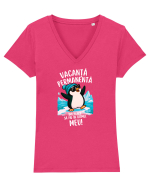 Vacanță permanentă. Îmi place să fiu în ritmul meu! Tricou mânecă scurtă guler V Damă Evoker