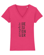 Graphic Designer Tricou mânecă scurtă guler V Damă Evoker