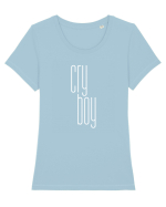 Cry boy (alb) Tricou mânecă scurtă guler larg fitted Damă Expresser