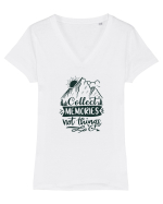 Collect Memories Not Things Tricou mânecă scurtă guler V Damă Evoker