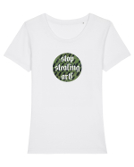 Stop stealing art! Tricou mânecă scurtă guler larg fitted Damă Expresser