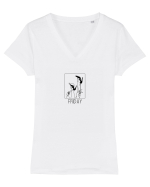 FASHION FRIDAY Tricou mânecă scurtă guler V Damă Evoker
