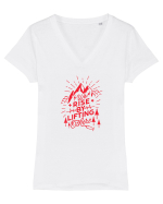 We Rise By Lifting Others Tricou mânecă scurtă guler V Damă Evoker