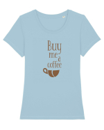 Buy Me a Coffee Tricou mânecă scurtă guler larg fitted Damă Expresser