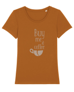 Buy Me a Coffee ! Tricou mânecă scurtă guler larg fitted Damă Expresser
