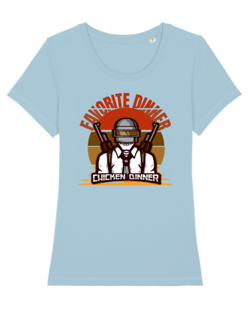 Tricou pentru Gameri PubG. Favorite Dinner Chicken Dinner  Sky Blue