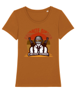 Tricou pentru Gameri PubG. Favorite Dinner Chicken Dinner  Tricou mânecă scurtă guler larg fitted Damă Expresser