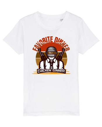 Tricou pentru Gameri PubG. Favorite Dinner Chicken Dinner  White