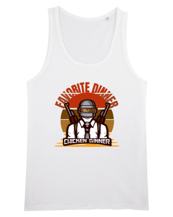 Tricou pentru Gameri PubG. Favorite Dinner Chicken Dinner  White