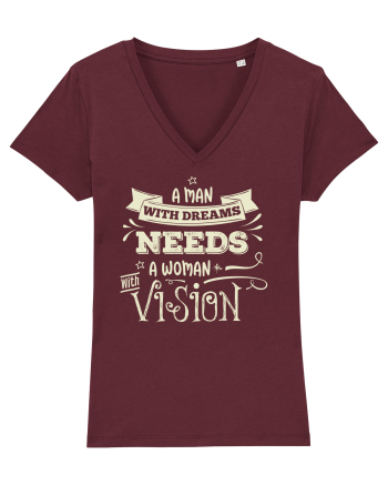 Tricou ambițios de cuplu Burgundy