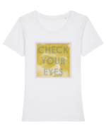 - check your eyes - Tricou mânecă scurtă guler larg fitted Damă Expresser